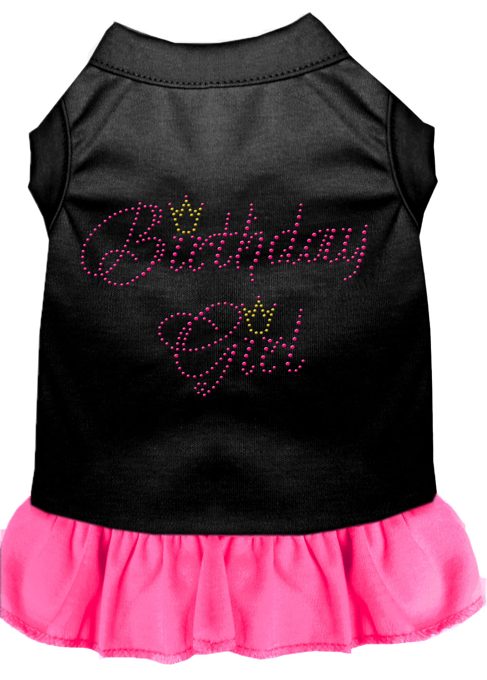 Birthday Girl Rhinestone Dress Black with Bright Pink XL